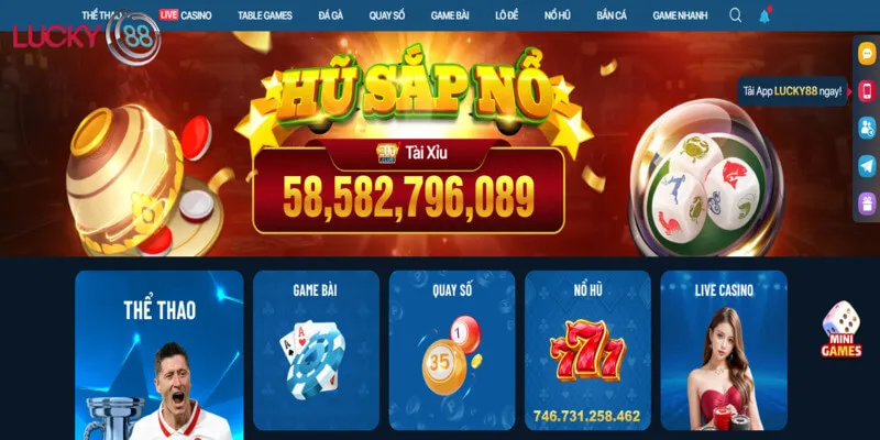 Chọn biểu tượng điện thoại để vào mục Tải Ứng Dụng LUCKY88