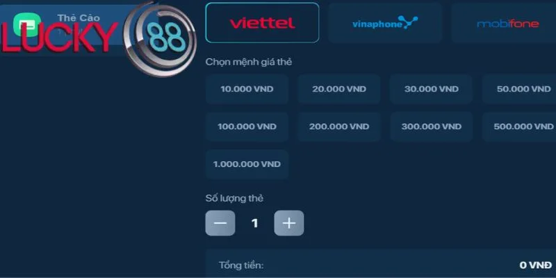 Rút tiền bằng thẻ cào điện thoại giúp bạn giao dịch nhanh hơn tại LUCKY88